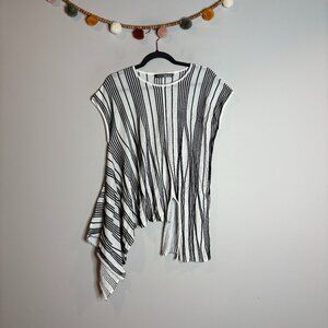Gabby Isabella lagenlook striped oversized asymmetrical tunic top